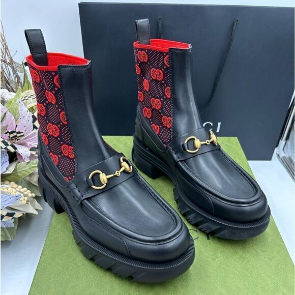 Men’s Gucci, leather horse bit ankle boots size 8.5 made in Italy - Picture 1 of 9